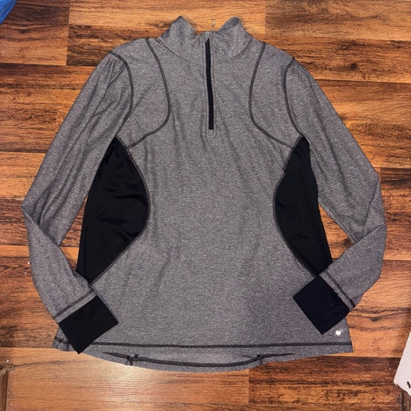 Champion Tops - Champion Gray and Black Long Sleeve 1/4 Zip Pullover